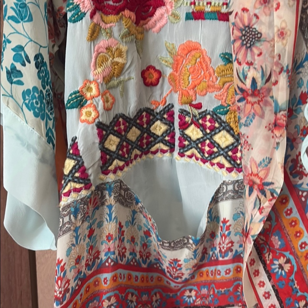 Johnny Was Betmo Embroidered Colorful Bohemian Kimono Size 2X Brand New With Tag - Picture 9 of 11